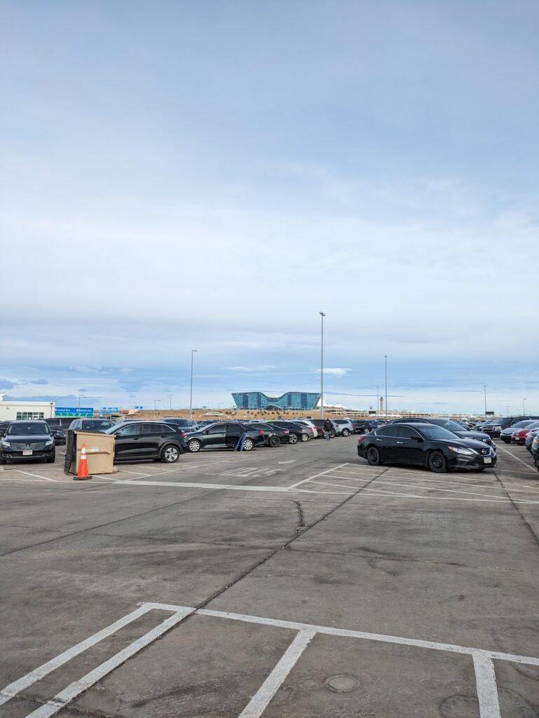 uber and lyft ridshare companies waiting lot at DIA