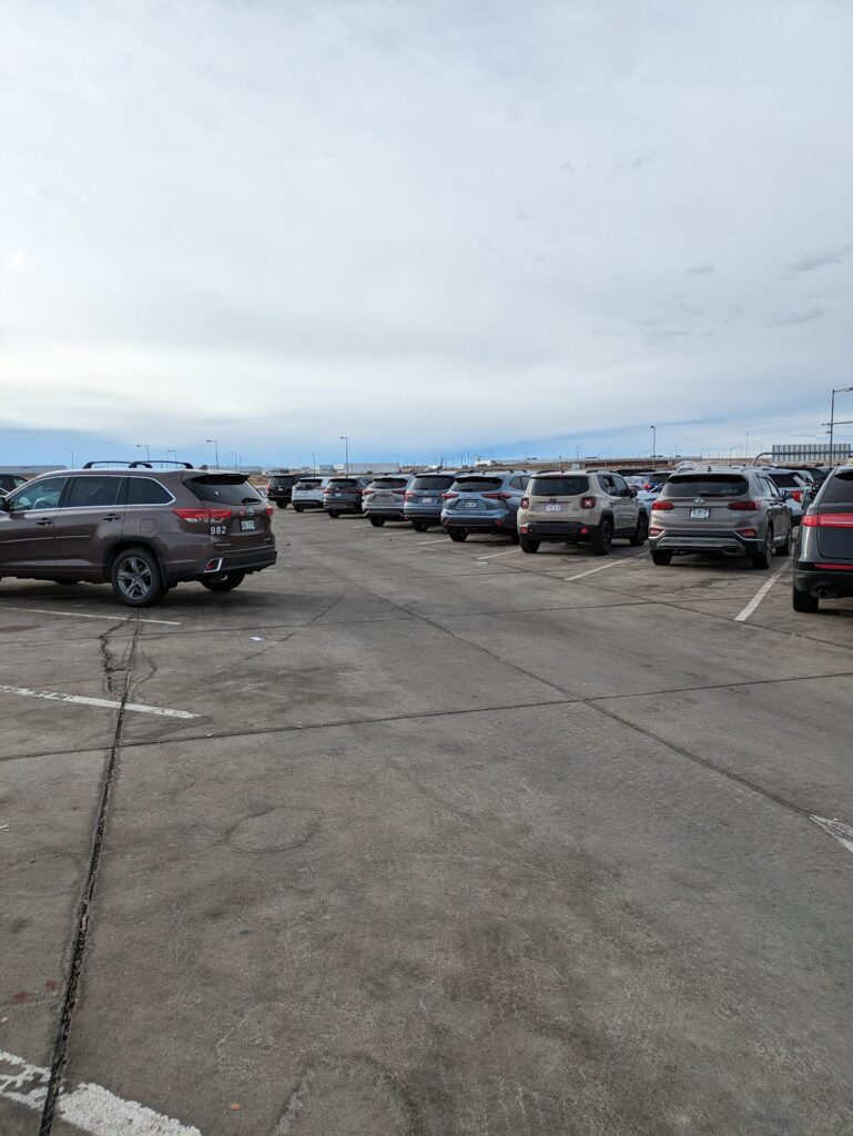 waiting lot for rideshare at denver airport