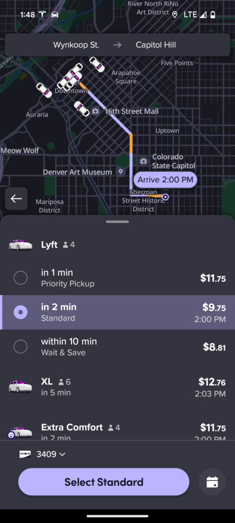 lyft screen shot